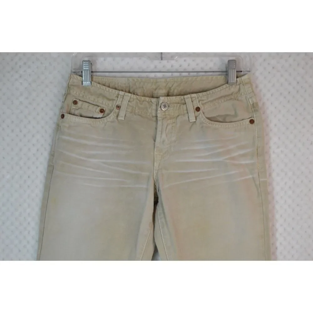 Lucky Brand Dungarees Wonder Jeans Women's 0/25 Long Length Tan Distressed Jeans